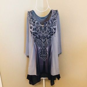 Unity World Wear Embellished 3/4 Sleeve Tunic  M